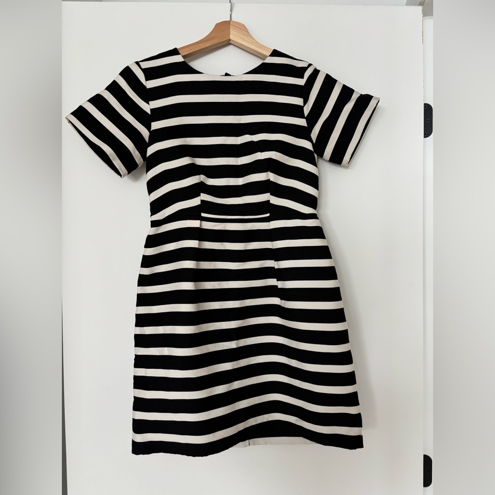 H&M Black and Cream Striped Mini Dress